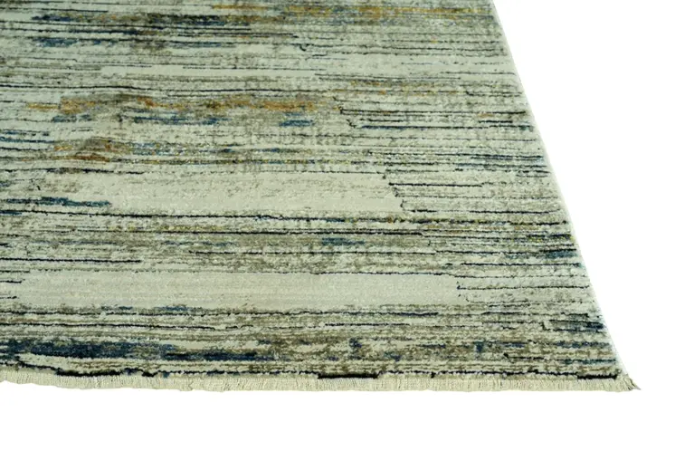 8' X 11' Ivory And Blue Abstract Area Rug