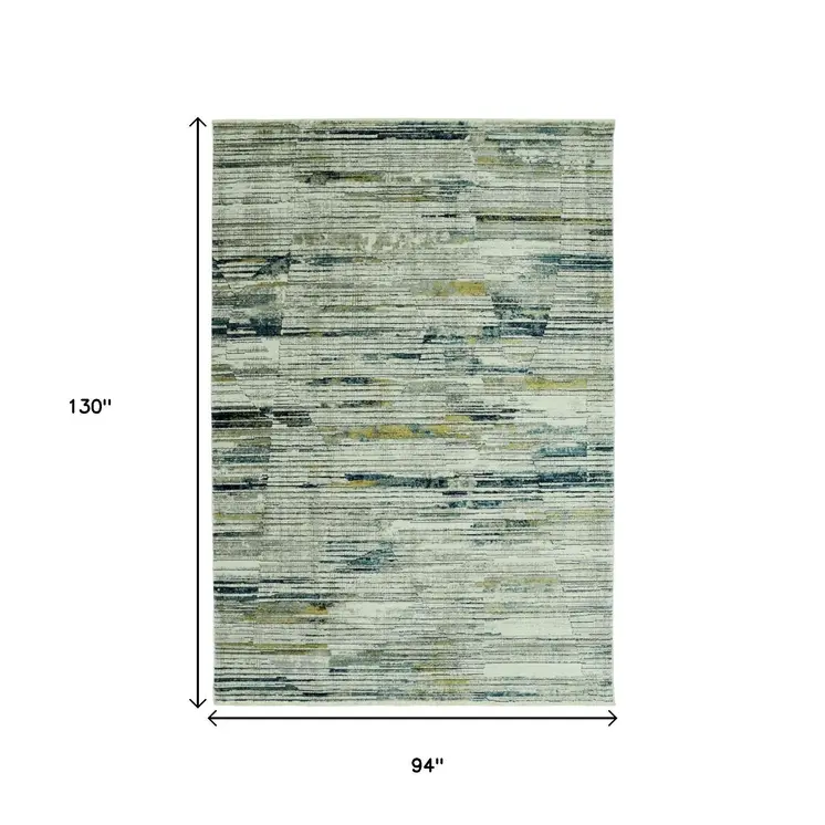 8' X 11' Ivory And Blue Abstract Area Rug