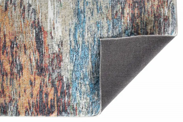 8' Blue And Beige Abstract Runner Rug