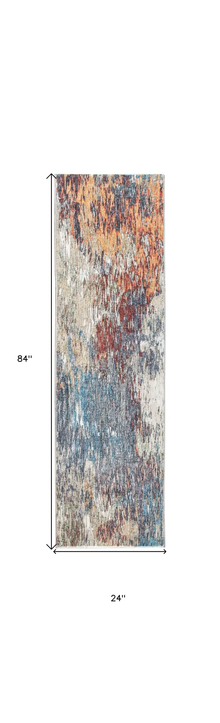 8' Blue And Beige Abstract Runner Rug