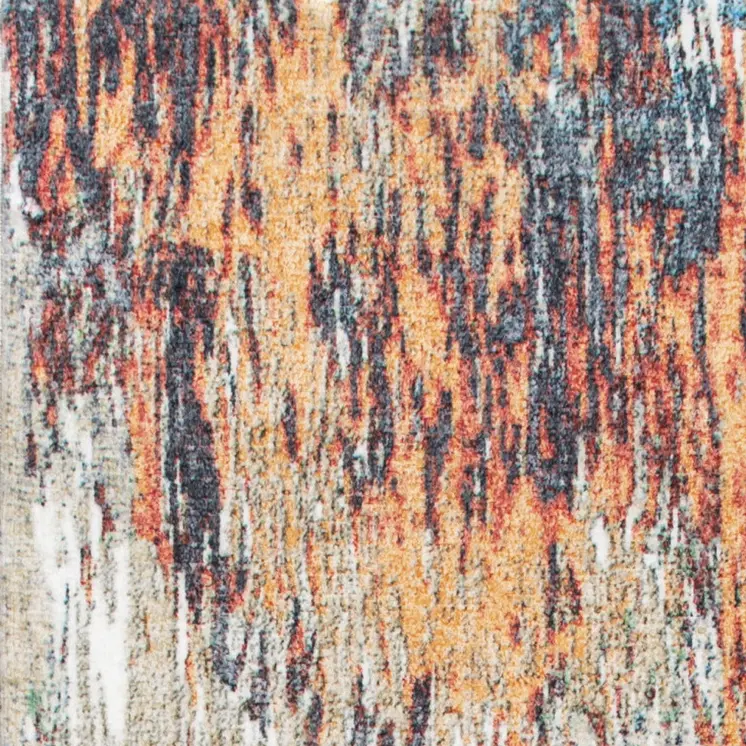8' Blue And Beige Abstract Runner Rug