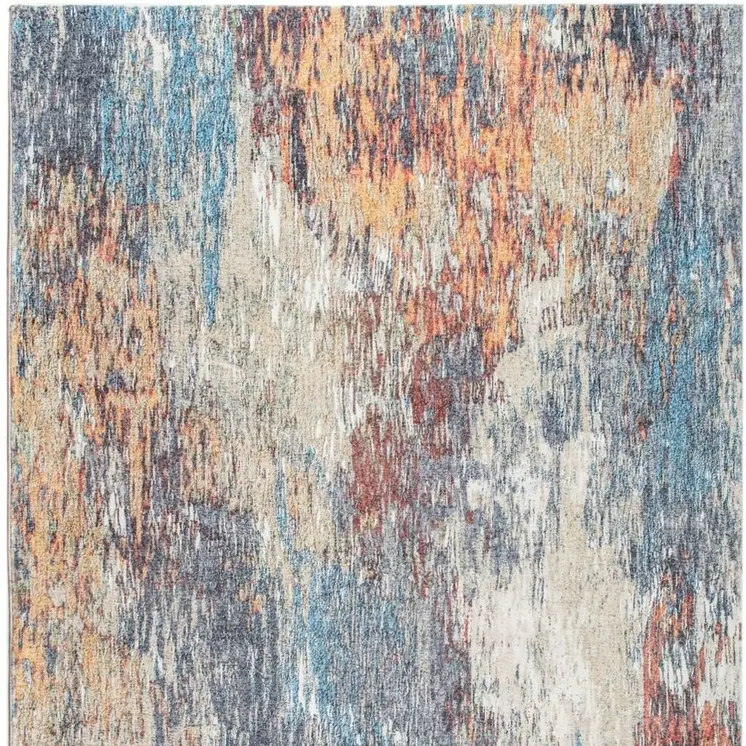 5' X 8' Blue and Beige Abstract Area Rug