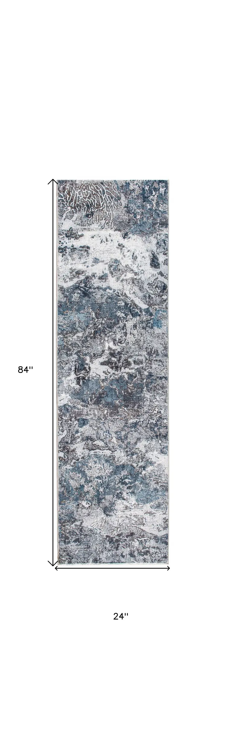 8' Blue And Gray Abstract Runner Rug