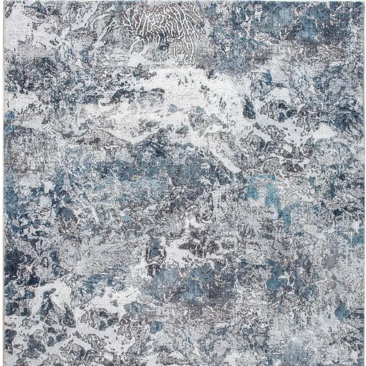 8' X 10' Blue and Gray Abstract Area Rug