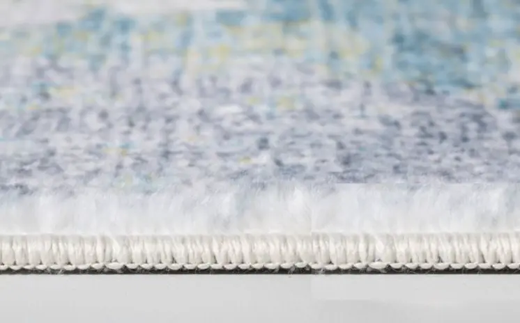 8' Blue And Ivory Abstract Runner Rug