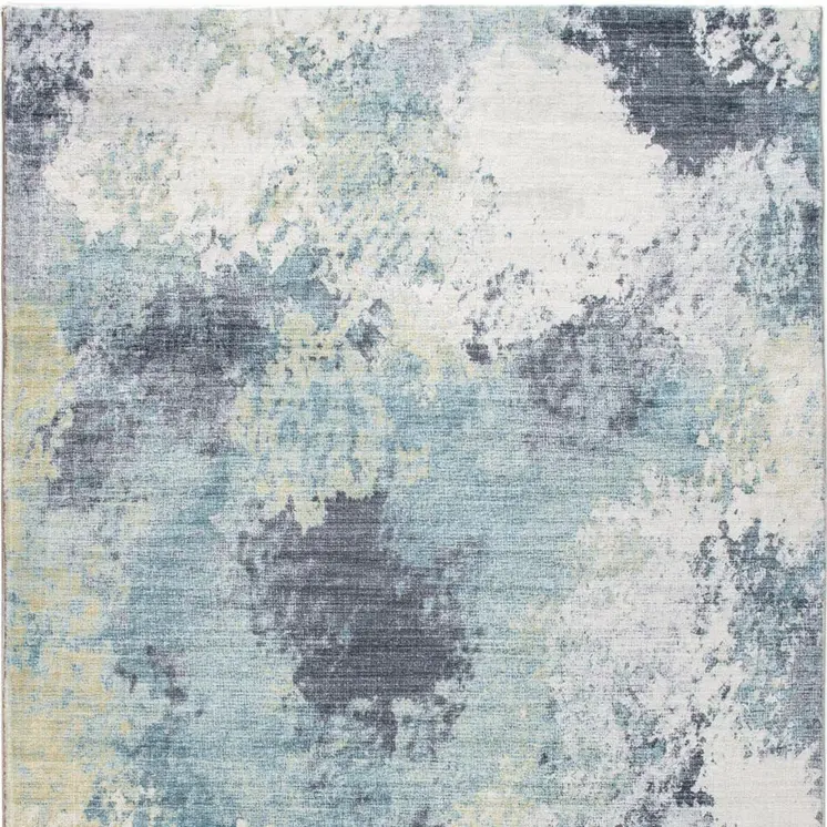 6' X 9' Blue and Ivory Abstract Area Rug