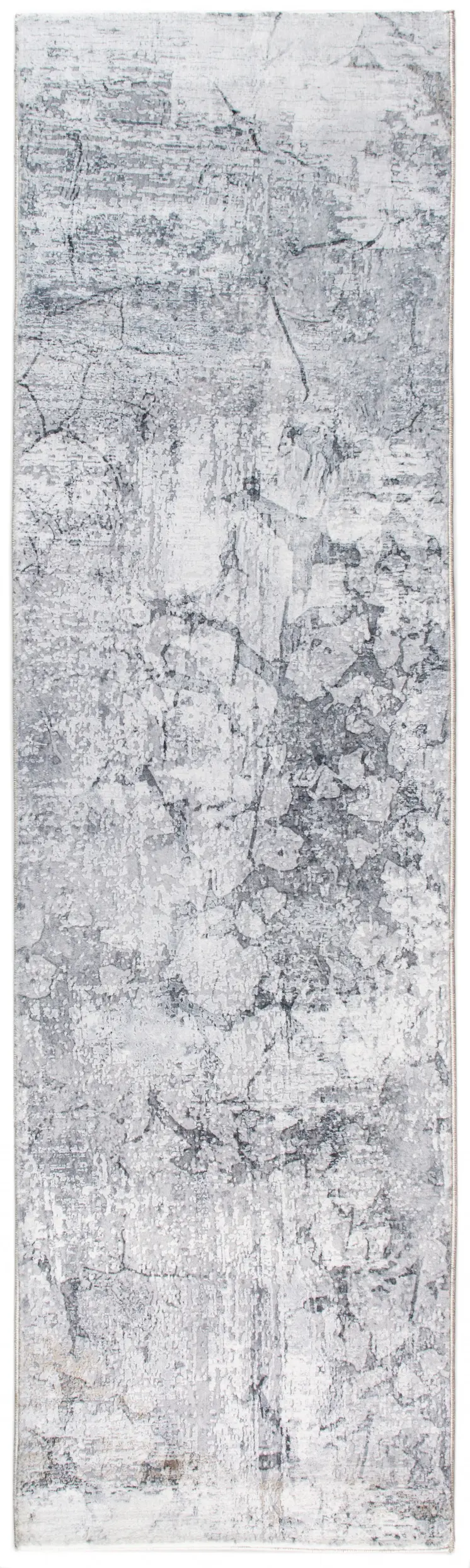8' Gray Abstract Runner Rug