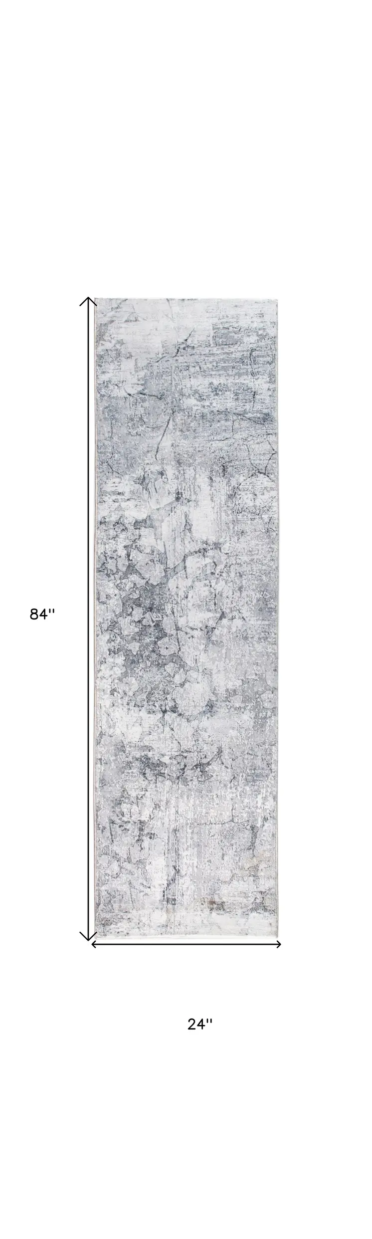 8' Gray Abstract Runner Rug