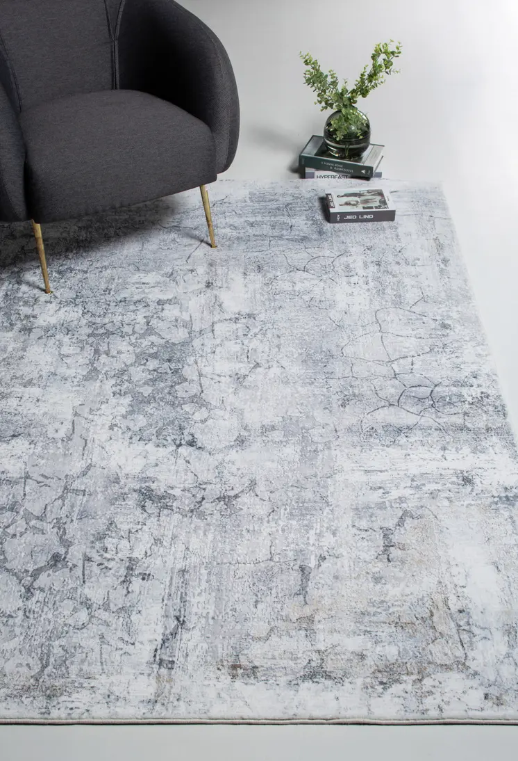 8' Gray Abstract Runner Rug
