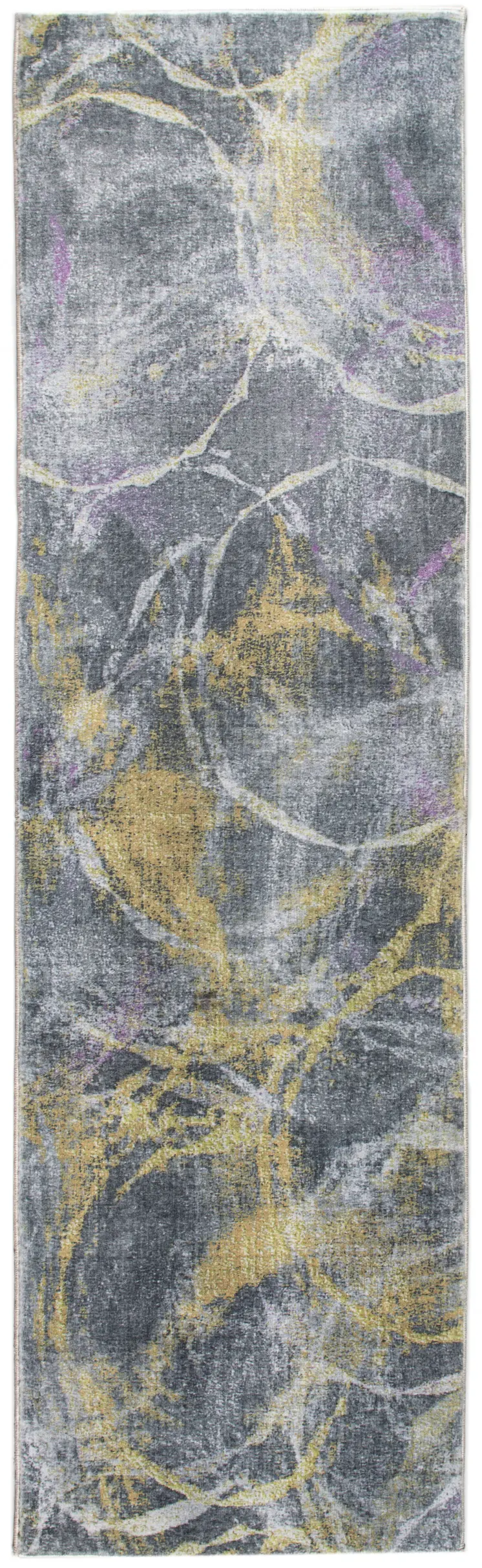8' Gray Abstract Runner Rug