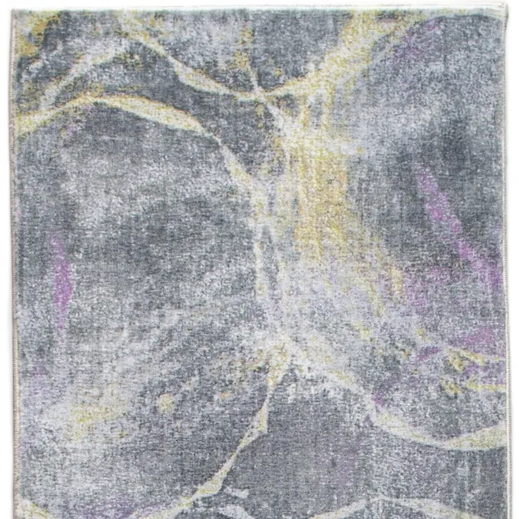 8' Gray Abstract Runner Rug
