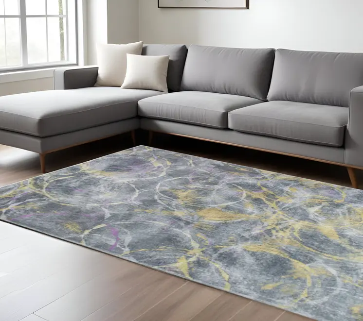 6' X 9' Gray Abstract Area Rug