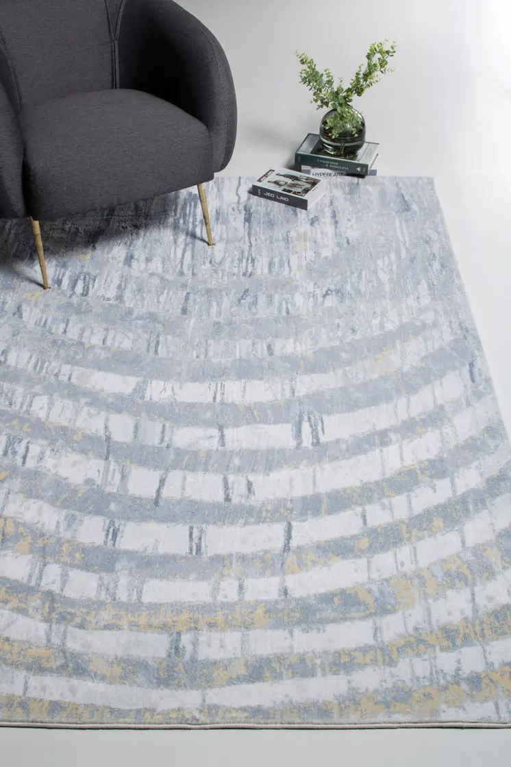8' Gray Abstract Runner Rug