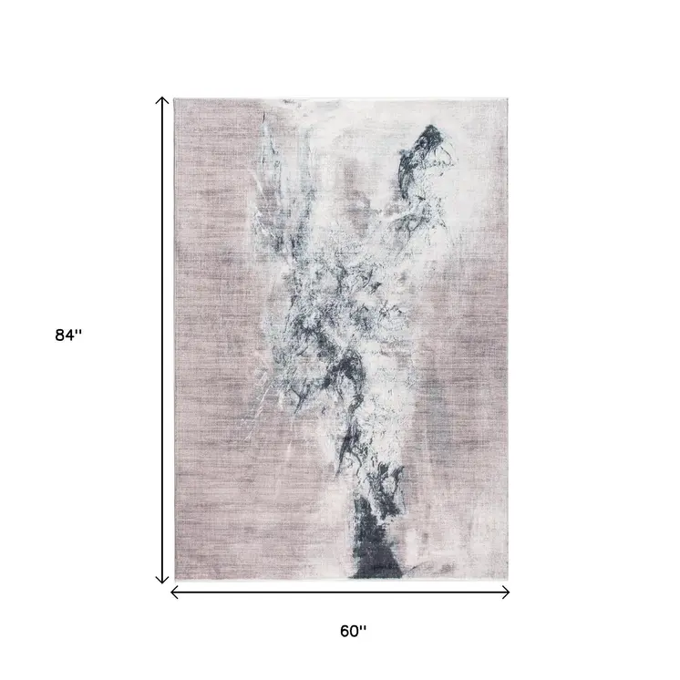 5' X 8' Sand Abstract Area Rug