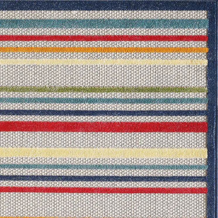 2' X 4' Ivory And Blue Indoor Outdoor Area Rug
