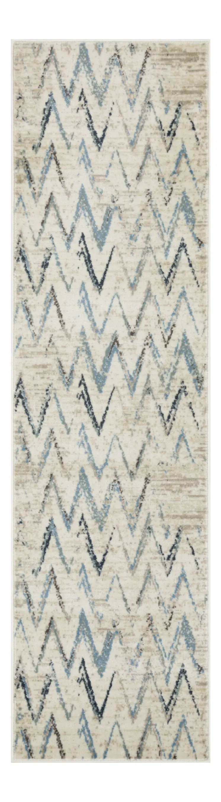 8' Ivory Chevron Runner Rug