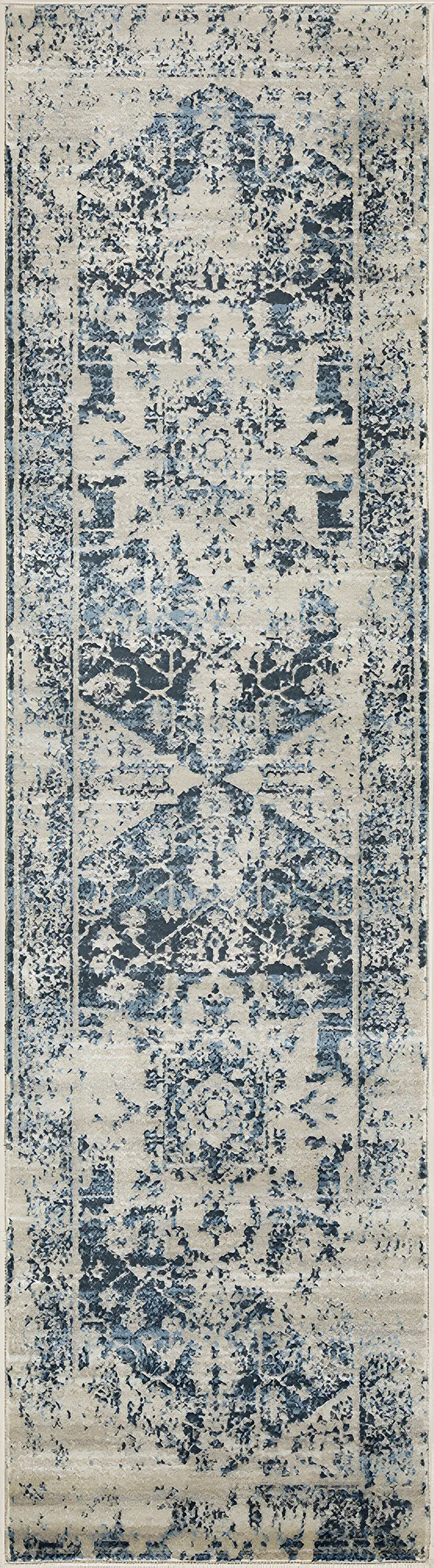 8' Ivory Oriental Runner Rug