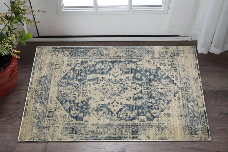 3' X 5' Ivory Oriental Area Rug