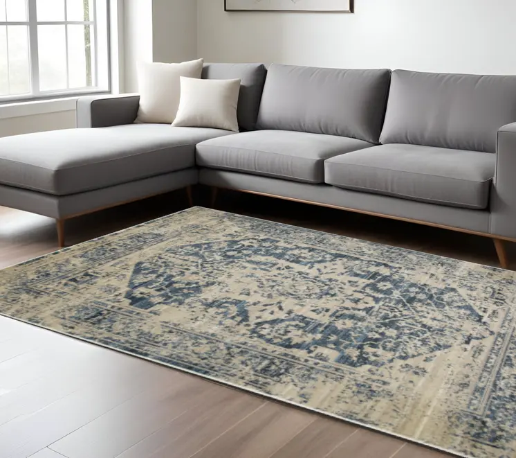 8' X 11' Ivory Oriental Area Rug