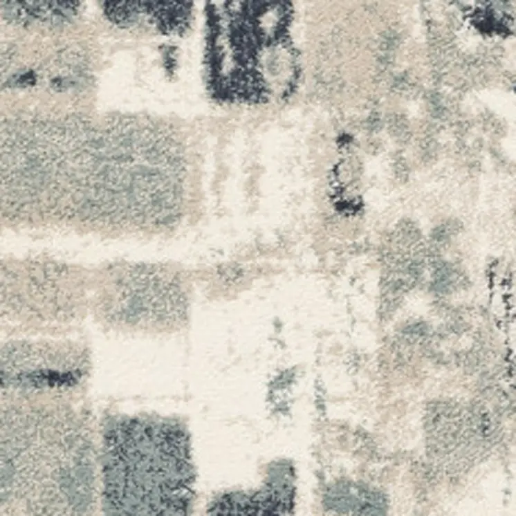 3' X 5' Blue and Beige Abstract Area Rug