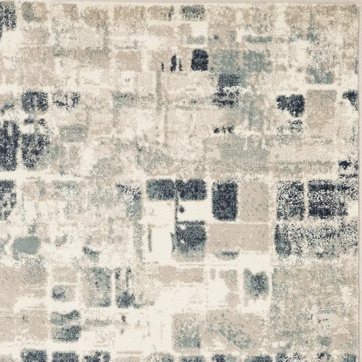 5' X 8' Blue and Beige Abstract Area Rug