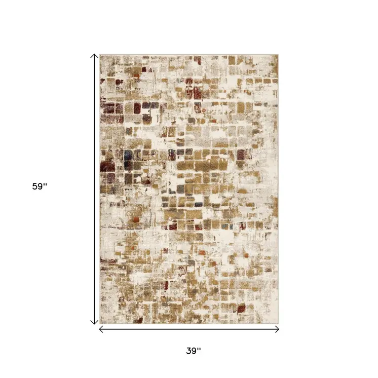 3' X 5' Natural Abstract Area Rug