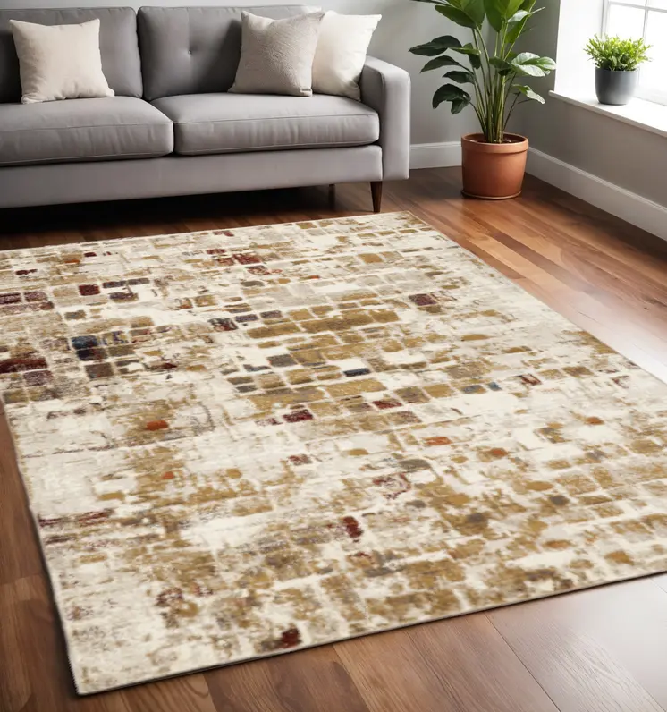 5' X 8' Natural Abstract Area Rug