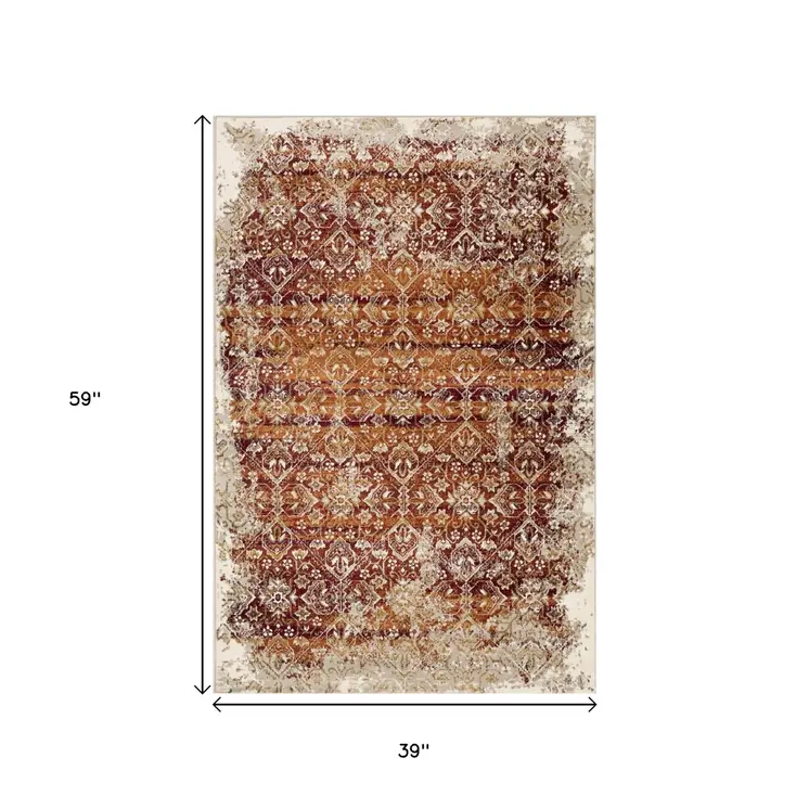 3' X 5' Rust Oriental Area Rug