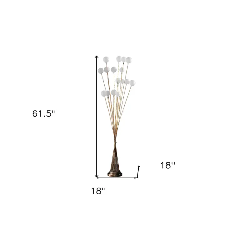 62" Yellow 16 LED Novelty Floor Lamp With White