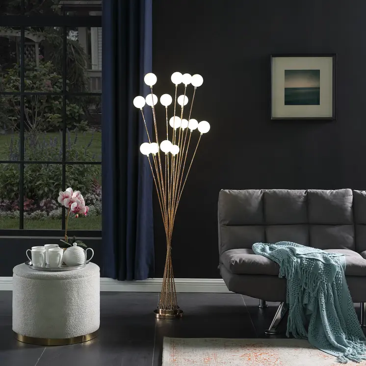62" Yellow 16 LED Novelty Floor Lamp With White