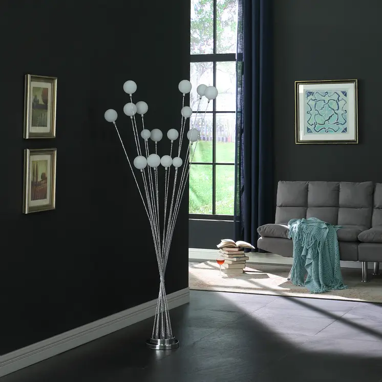 62" Silver 16 LED Novelty Floor Lamp With White