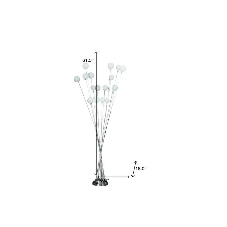 62" Silver 16 LED Novelty Floor Lamp With White