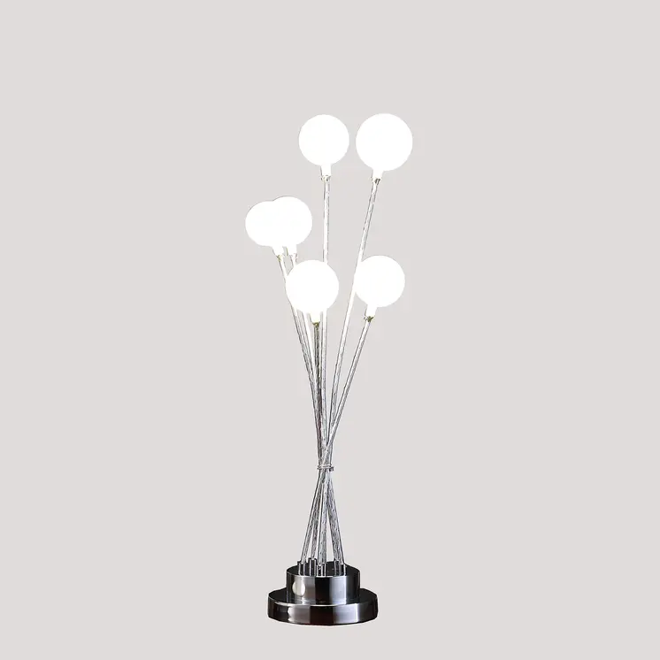 28" Silver Chrome Six Light Globe Desk or Table Lamp