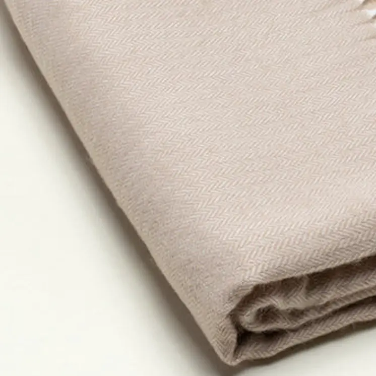 50" X 60" Light Brown Woven Herringbone Plush Throw Blanket with Tassels