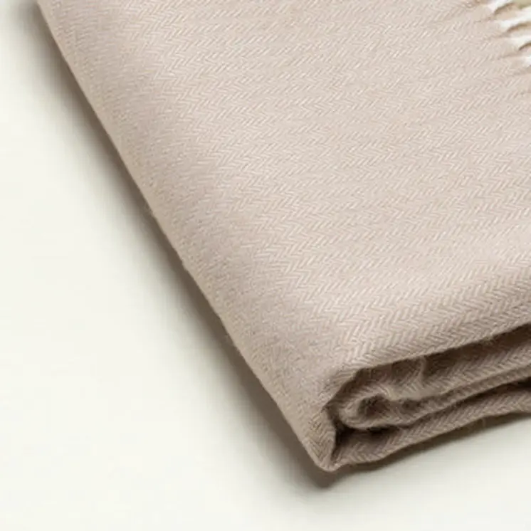 50" X 60" Light Brown Woven Herringbone Plush Throw Blanket with Tassels