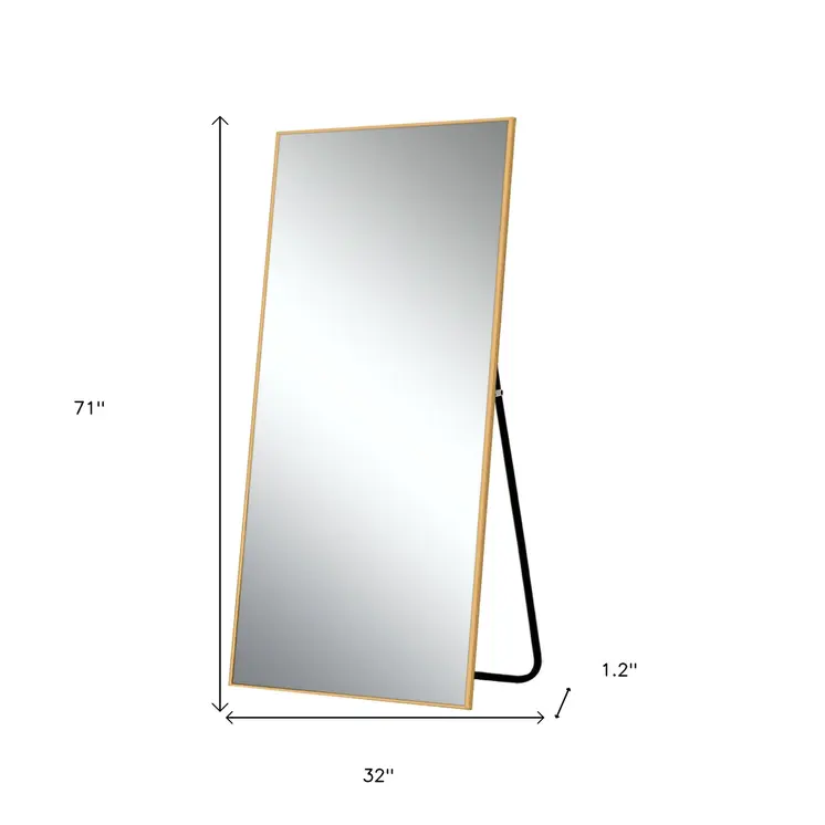 71" Gold Metal Framed Standing Mirror