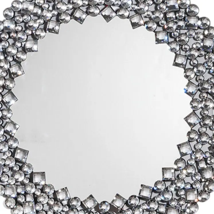 35" Round Faux Crystal Framed Venetian Accent Mirror