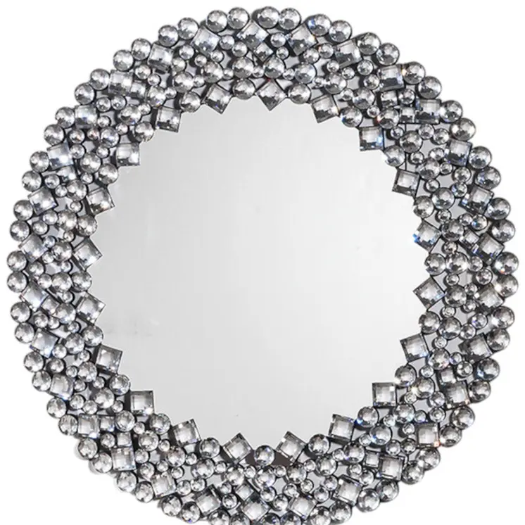35" Round Faux Crystal Framed Venetian Accent Mirror