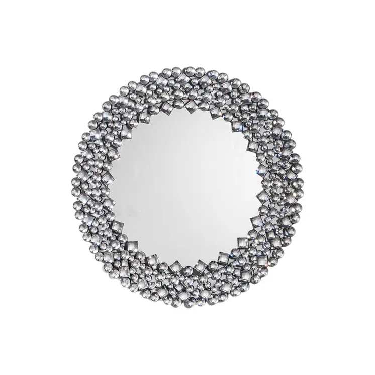 35" Round Faux Crystal Framed Venetian Accent Mirror