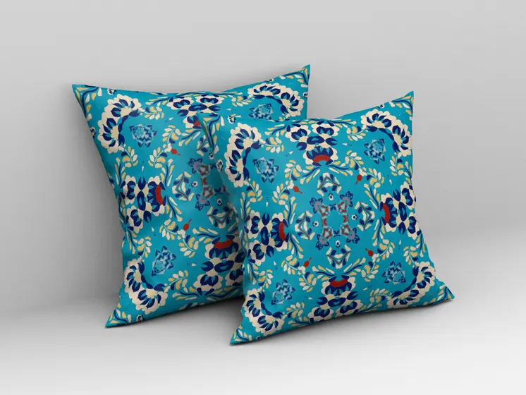 20" X 20" Blue Zippered Suede Geometric Throw Pillow