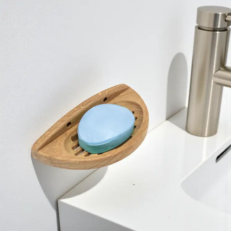 Traditional Solid Teak Wall Mount Oval Soap Dish