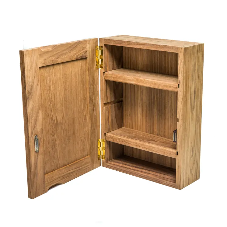 Solid Teak Mirrored Hanging Medicine Cabinet
