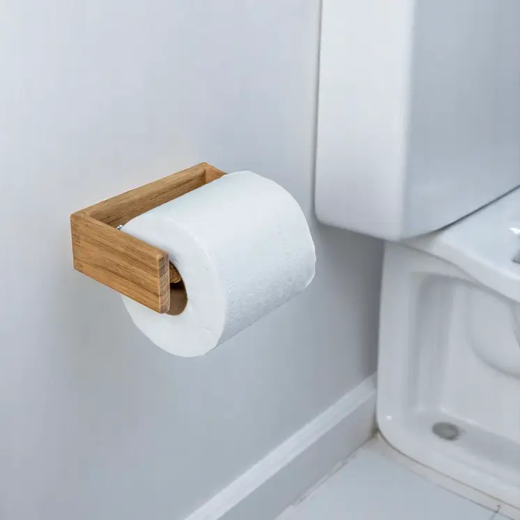 Traditional Solid Teak Wall Mount Toilet Paper Holder