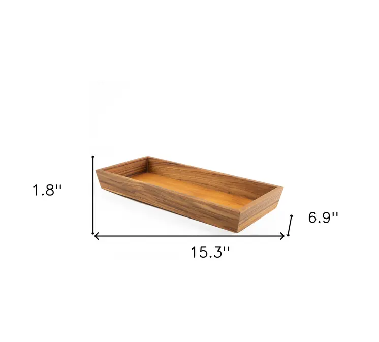 15" Brown Solid Teak Vanity Tray