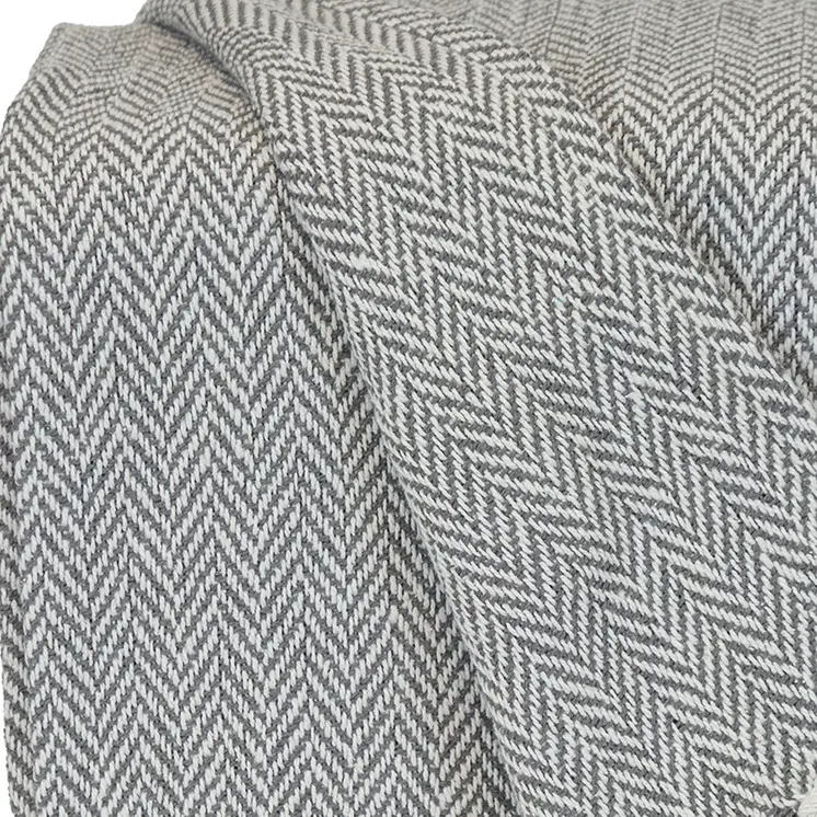 Handloomed Light Gray Cotton Throw Blanket with Tassels