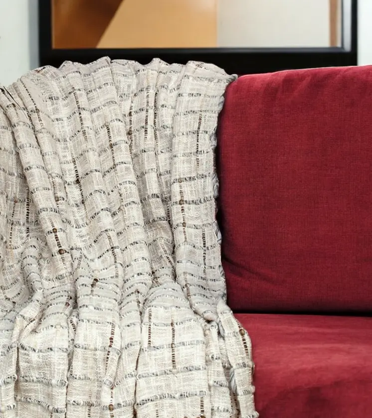 Olive and Beige Textured Woven Handloom Throw