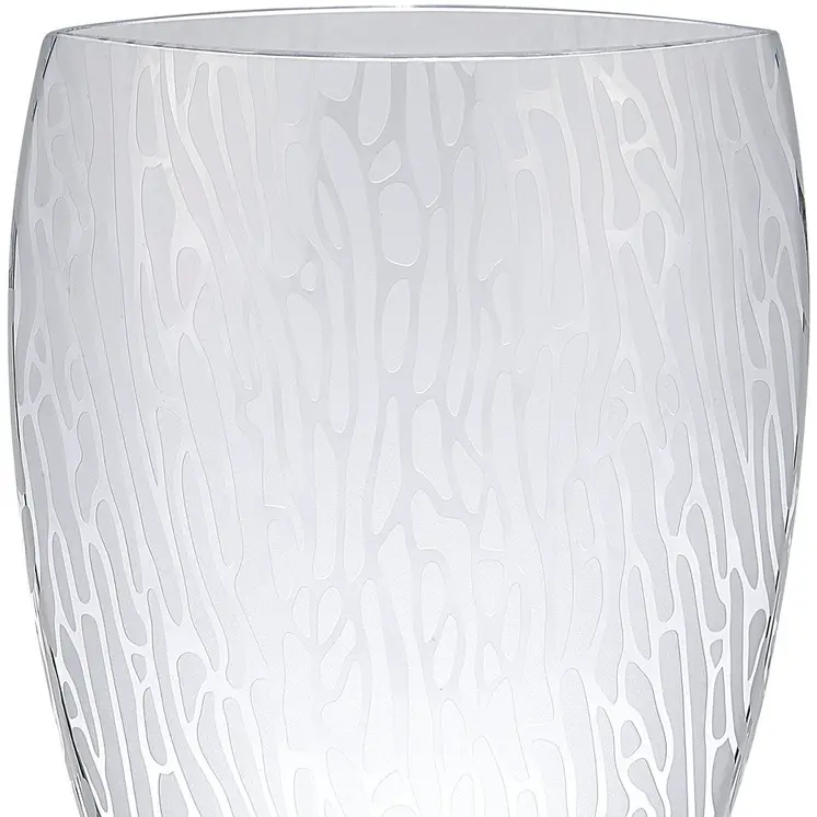 12" Clear and Frosted Abstract Oval Crystal Table Vase