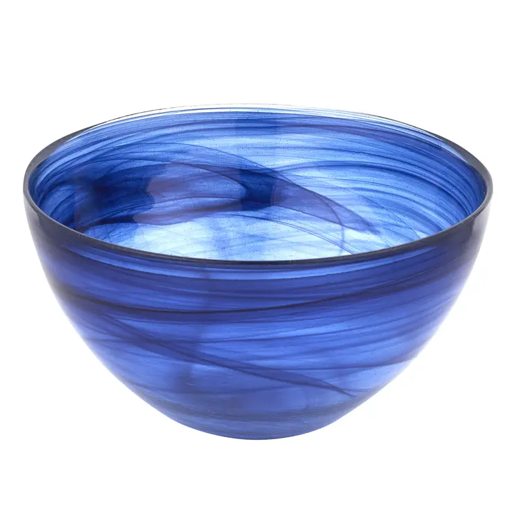 6" Cobalt And White Alabaster Glass Round Candy or Nut Bowl