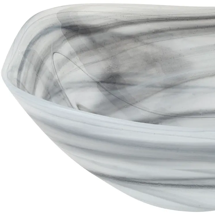 Set of Two 6" Gray And White Alabaster Glass Square Candy or Nut Bowls