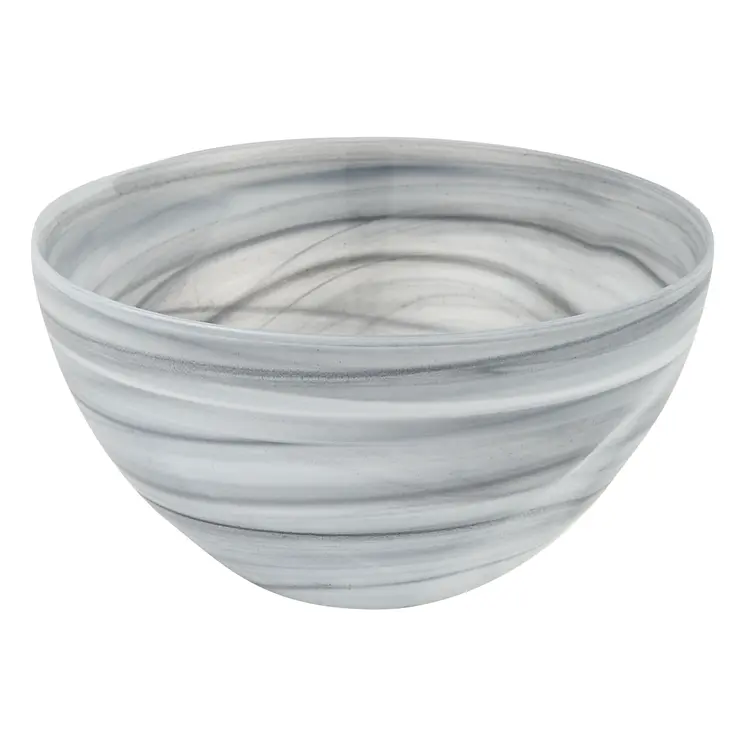6" Gray And White Alabaster Glass Round Candy or Nut Bowl